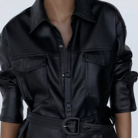ZARA | Bloggers Fave Belted Faux Leather Shirt - Picture 12 of 15